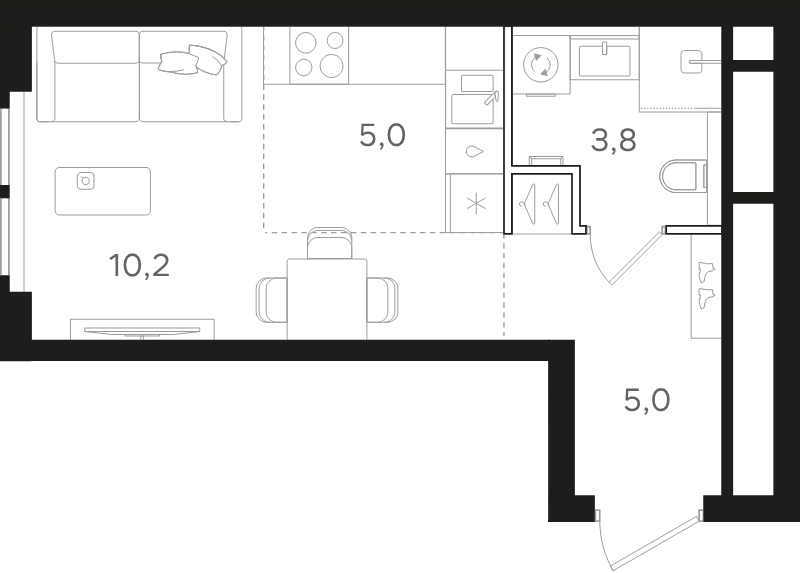 Студия 24 м²