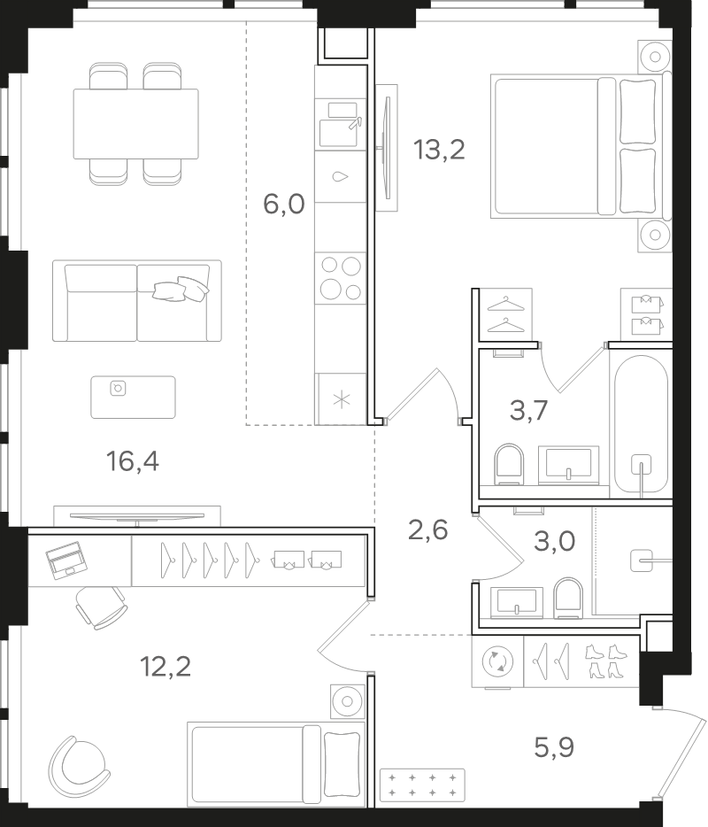 3 ккв (Евро) 63 м²