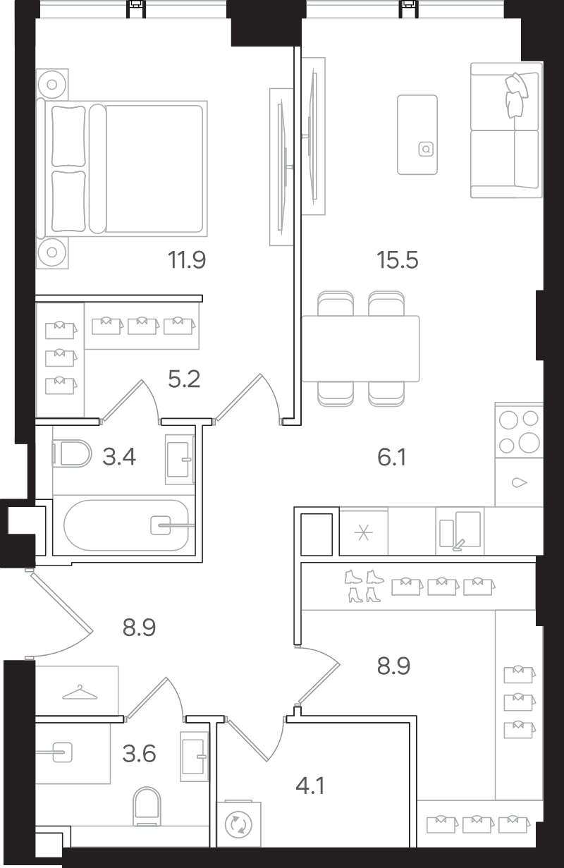 2 ккв (Евро) 67,6 м²