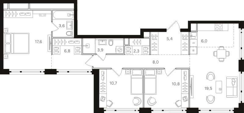 4 ккв (Евро) 94,6 м²