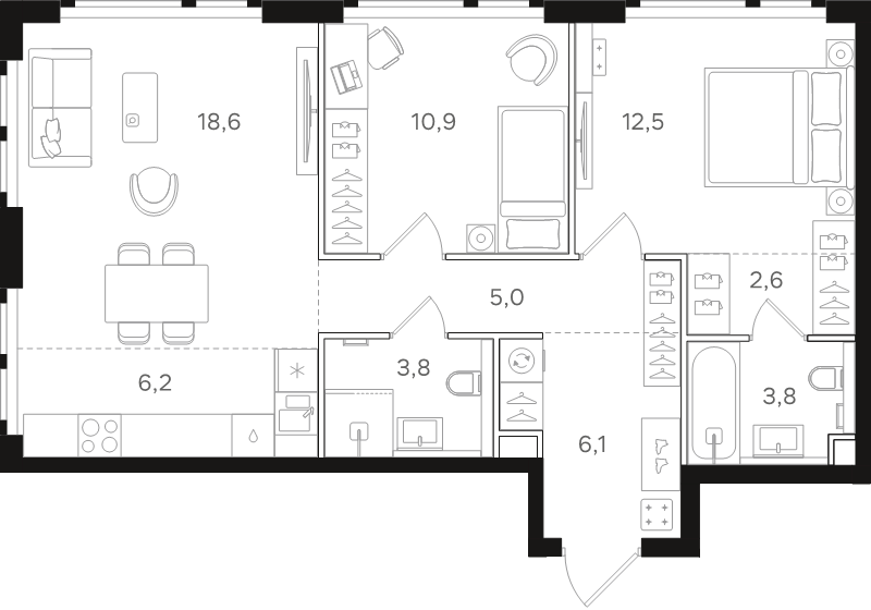 3 ккв (Евро) 69,5 м²