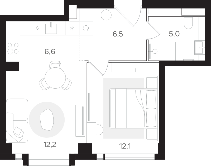 2 ккв (Евро) 42,4 м²
