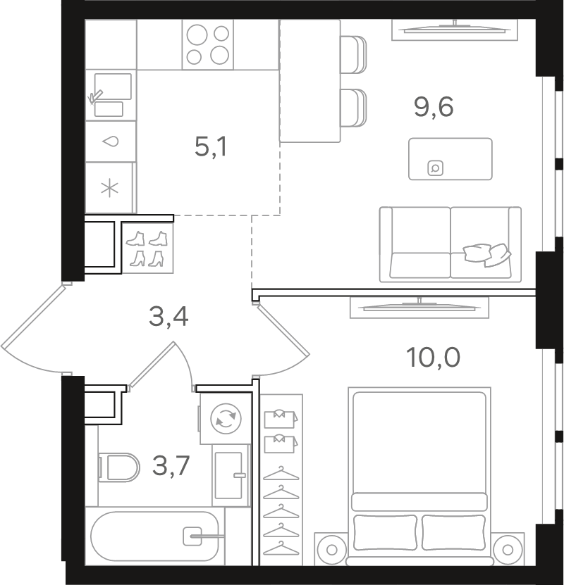 1 ккв 31,8 м²