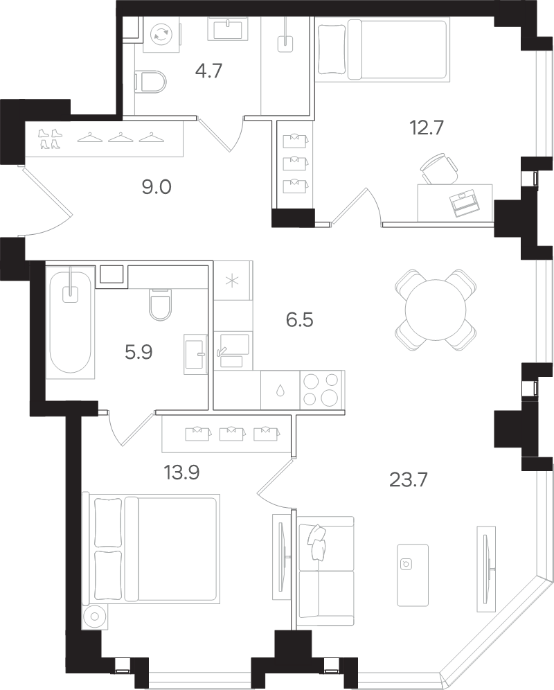 3 ккв (Евро) 76,4 м²