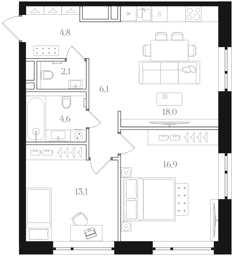 3 ккв (Евро) 65,6 м²