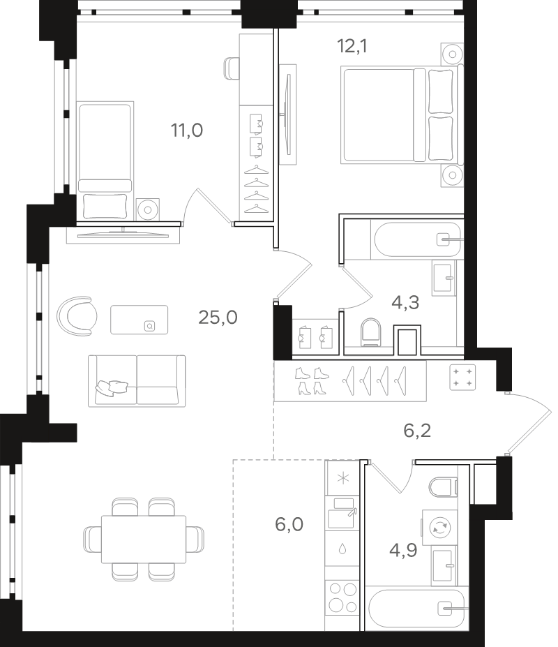 3 ккв (Евро) 69,5 м²