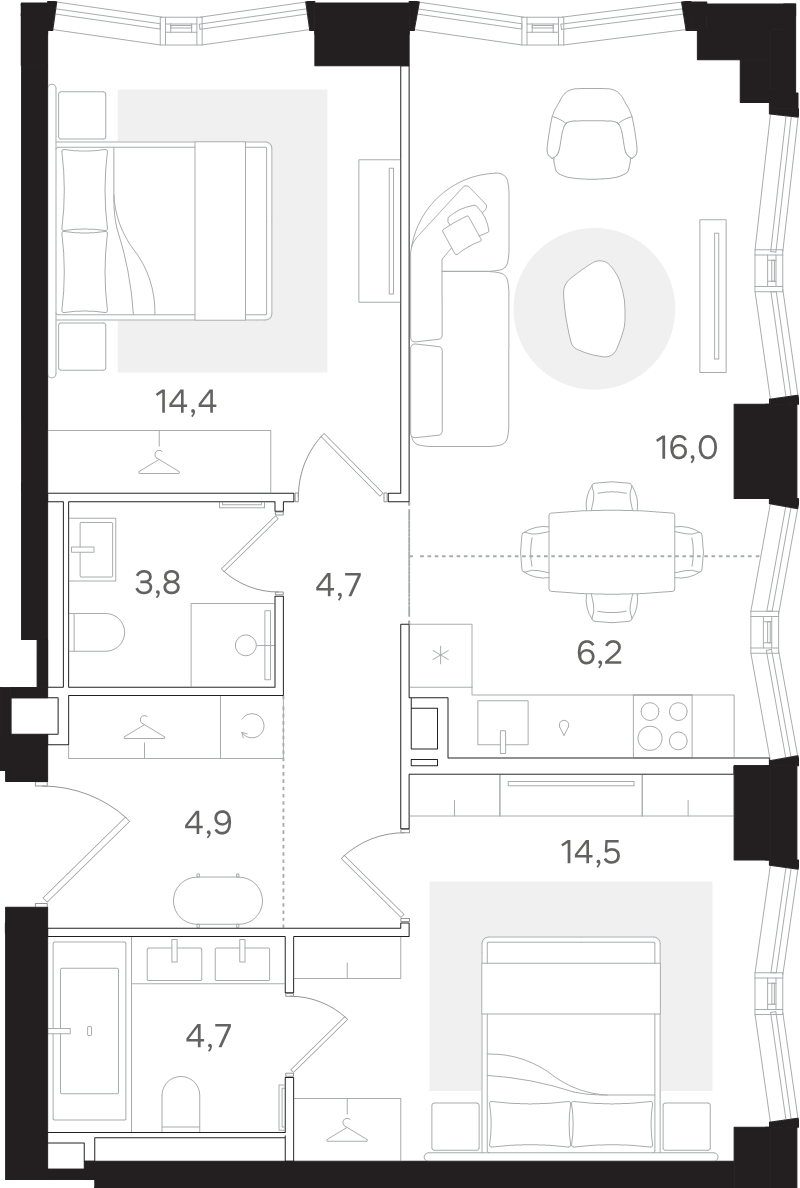 3 ккв (Евро) 69,2 м²