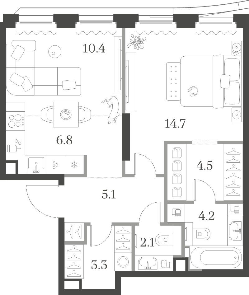 2 ккв (Евро) 51,1 м²