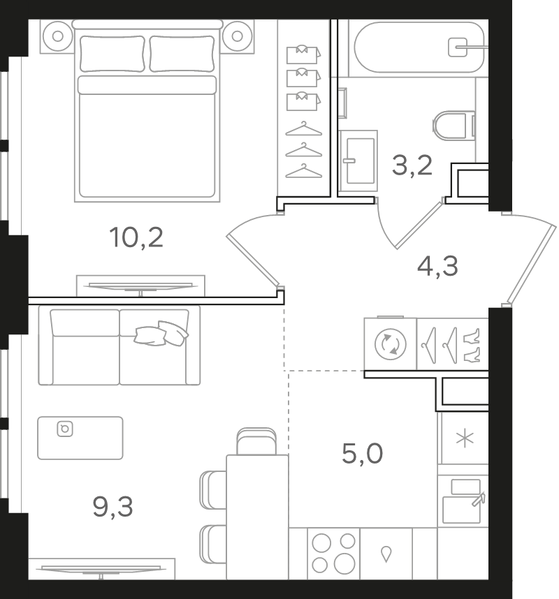 1 ккв 32 м²