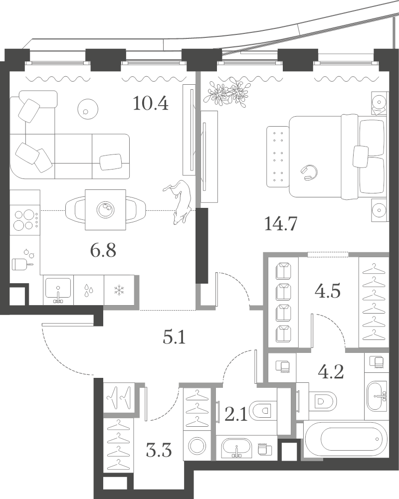 2 ккв (Евро) 51,1 м²