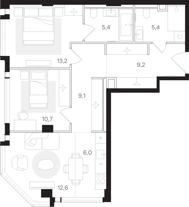 3 ккв (Евро) 71,6 м²