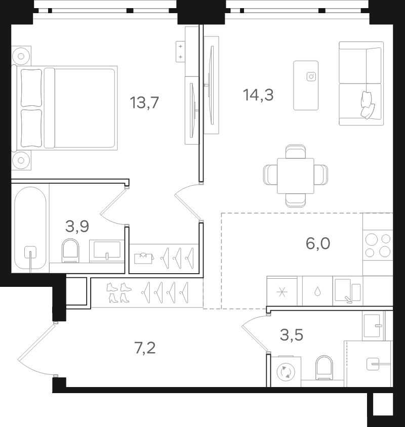 2 ккв (Евро) 48,6 м²