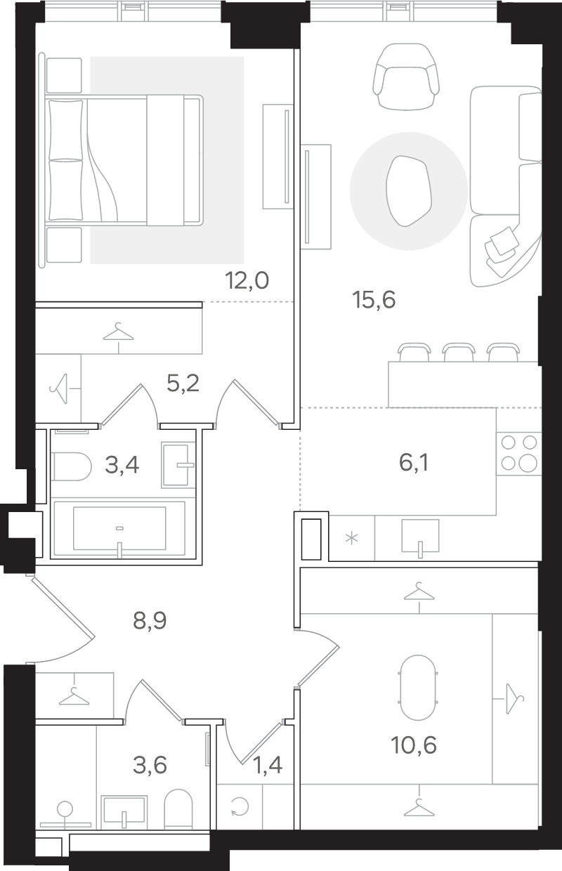 2 ккв (Евро) 66,8 м²