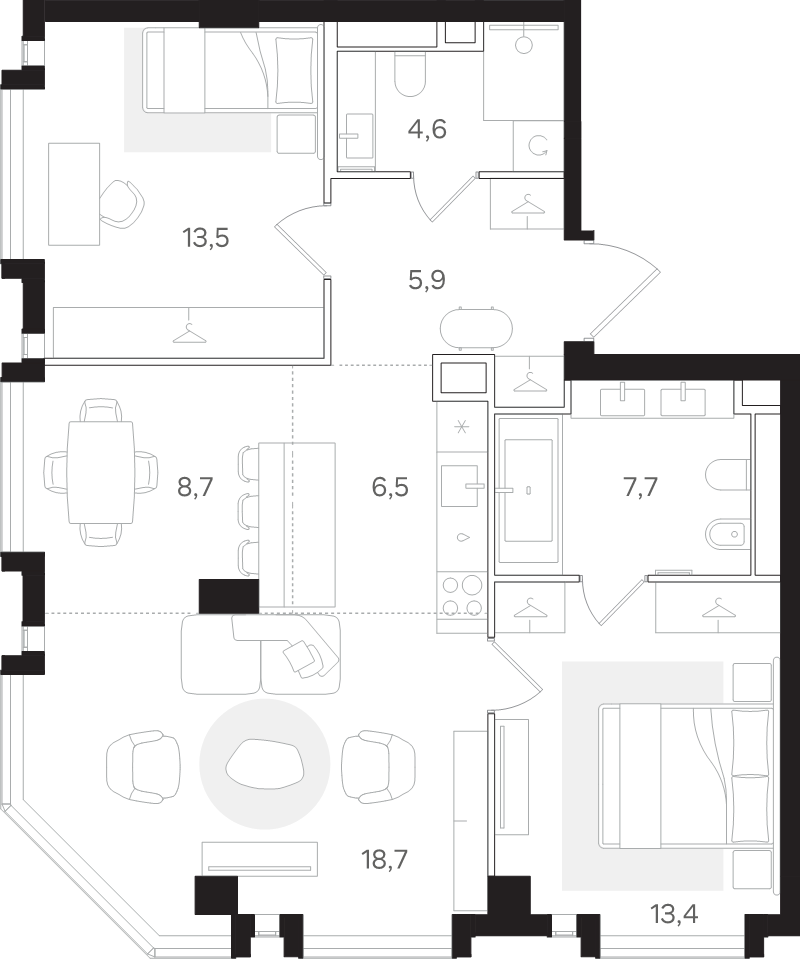 3 ккв (Евро) 79 м²