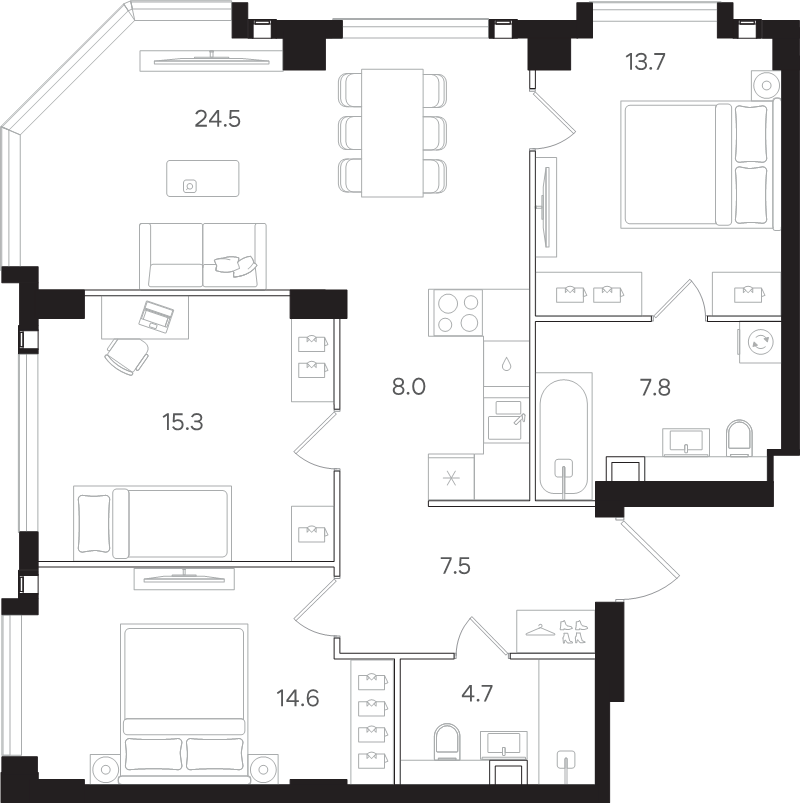 4 ккв (Евро) 96,1 м²