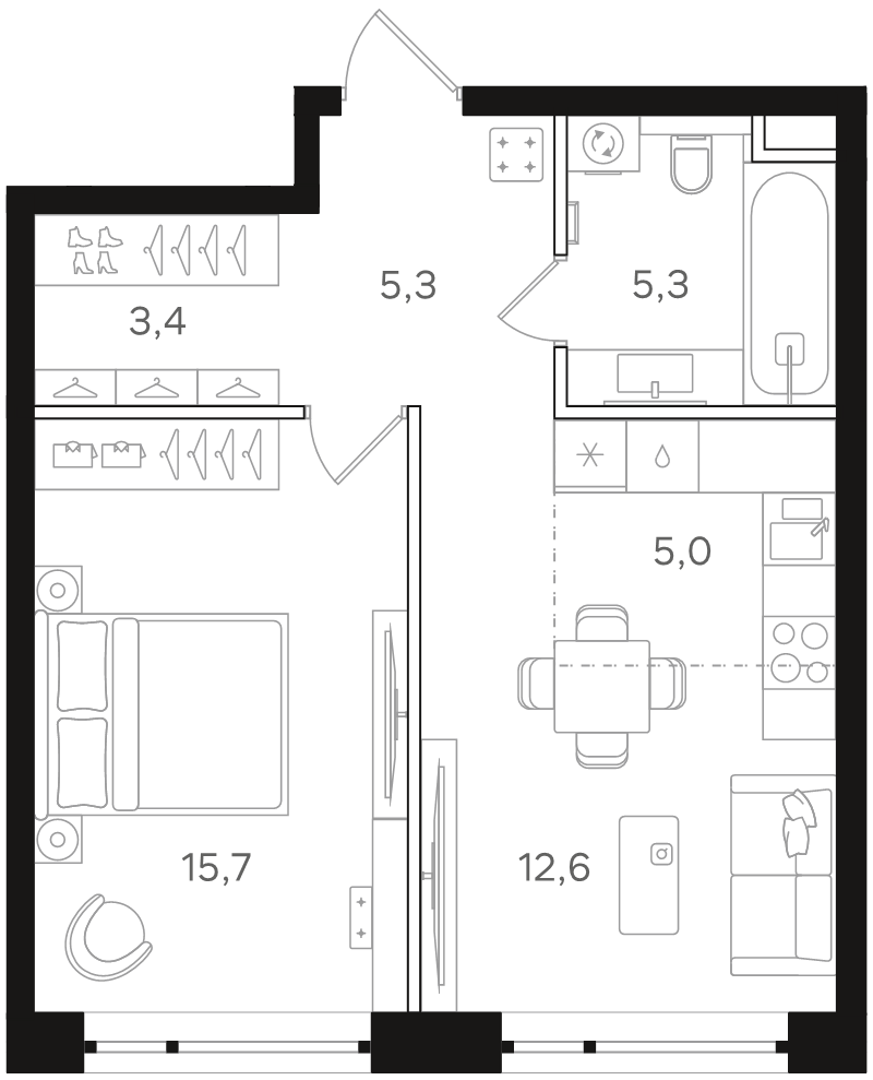 2 ккв (Евро) 47,3 м²