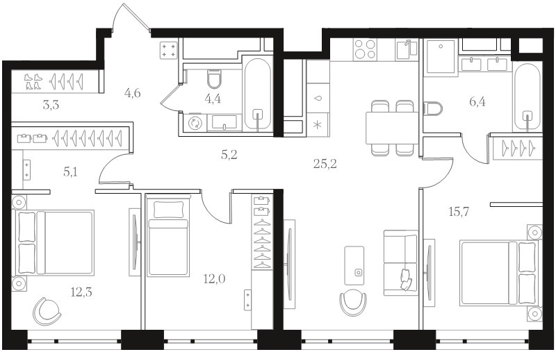 4 ккв (Евро) 94,2 м²