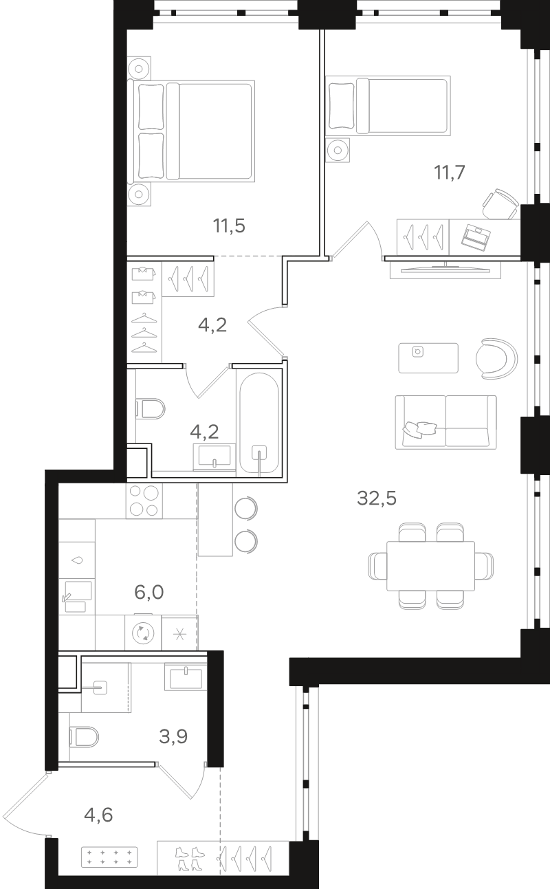 3 ккв (Евро) 78,9 м²