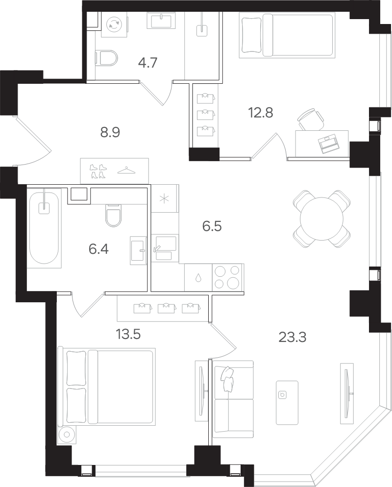 3 ккв (Евро) 76,1 м²
