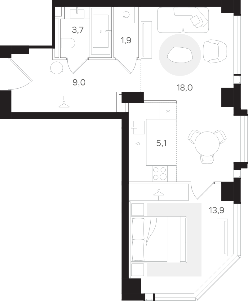 2 ккв (Евро) 51,6 м²