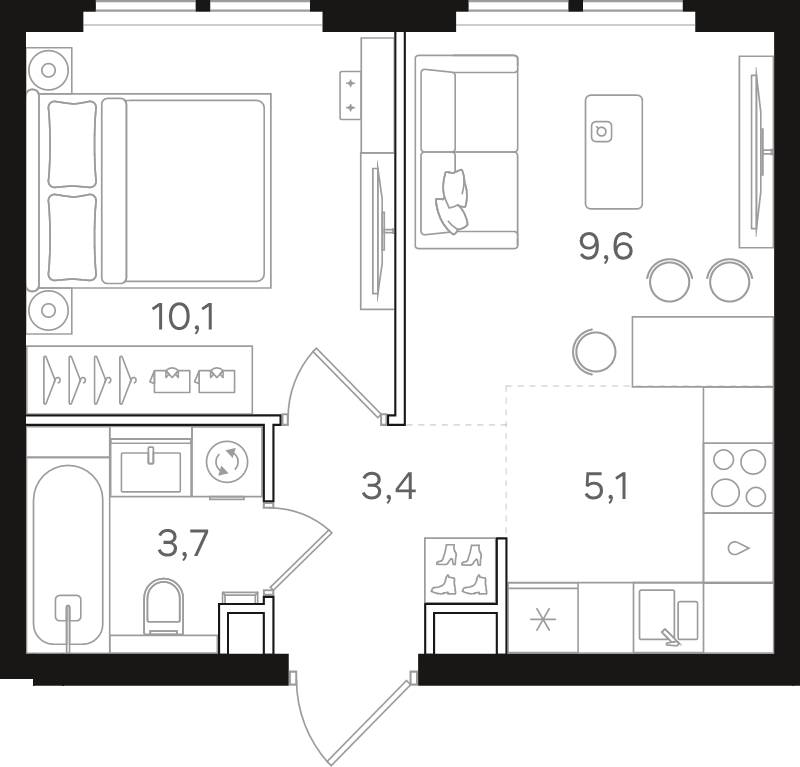 1 ккв 31,9 м²