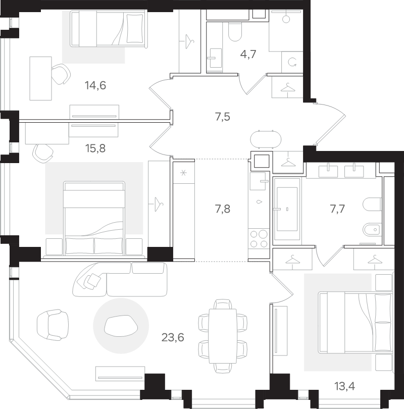 4 ккв (Евро) 95,1 м²