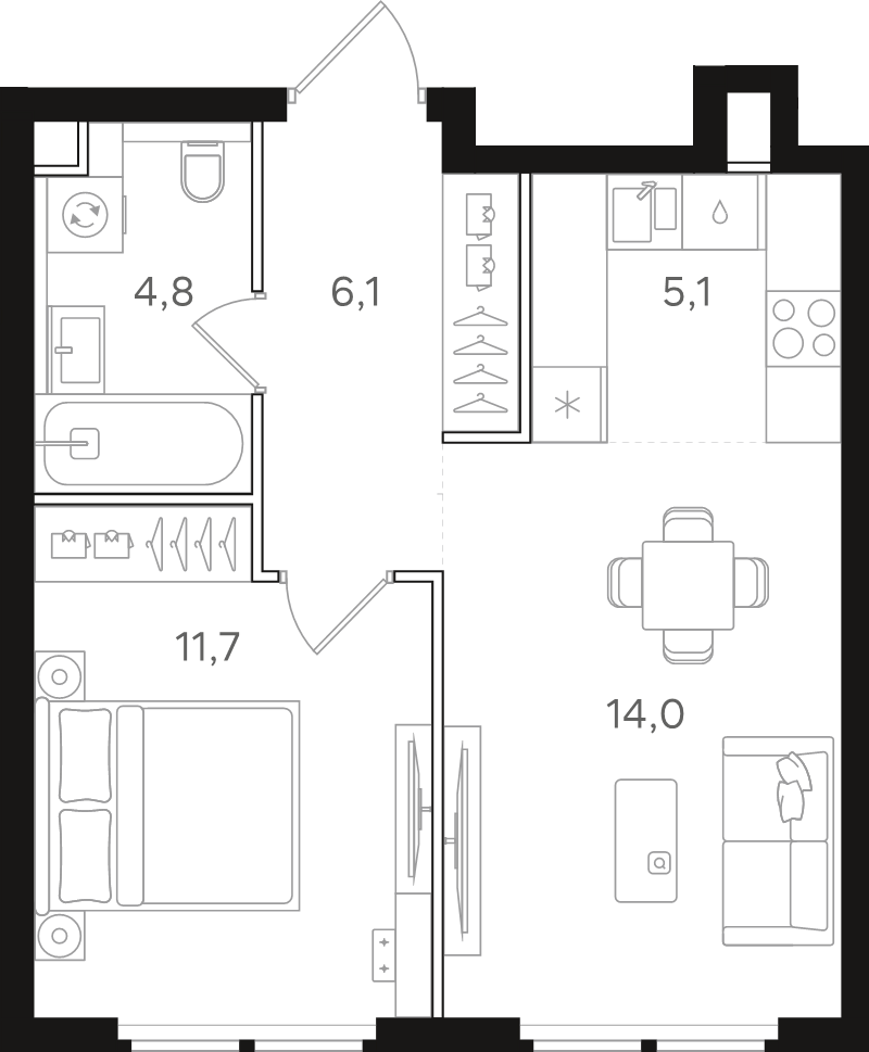 2 ккв (Евро) 41,7 м²