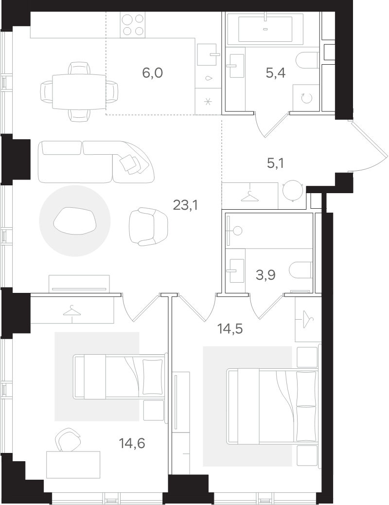 3 ккв (Евро) 72,6 м²