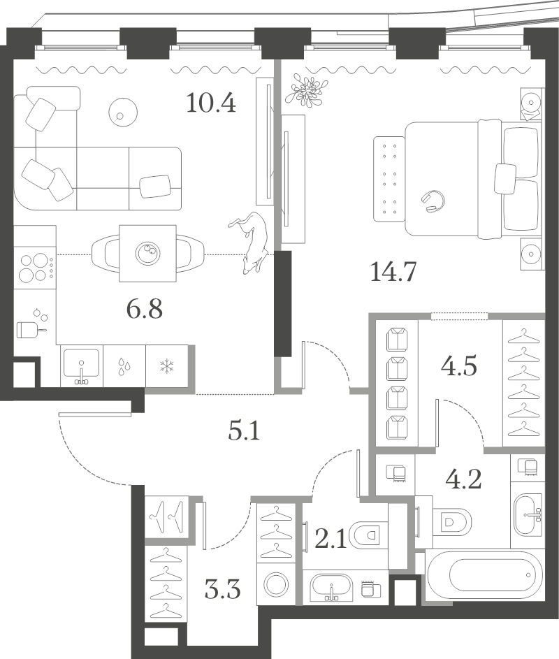 2 ккв (Евро) 51,1 м²