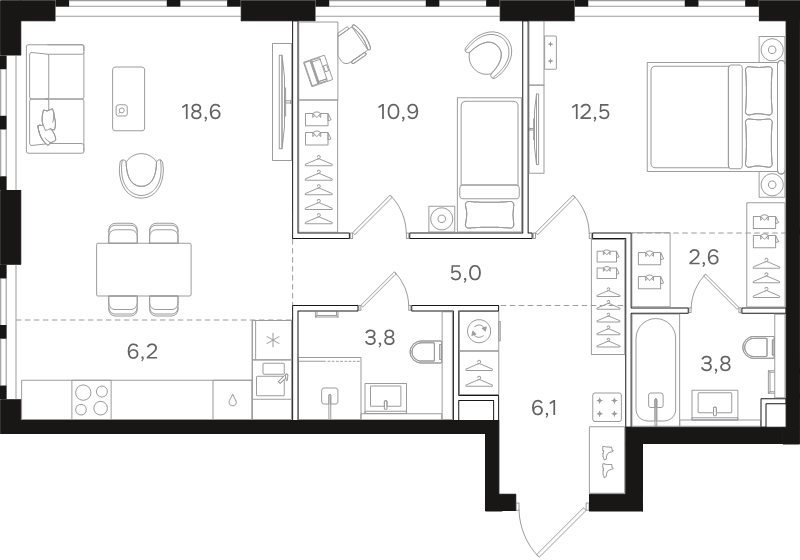 3 ккв (Евро) 69,5 м²