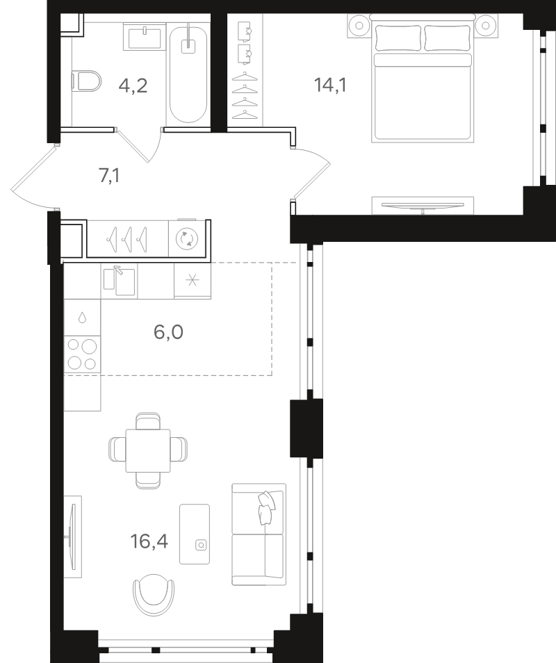 2 ккв (Евро) 47,8 м²