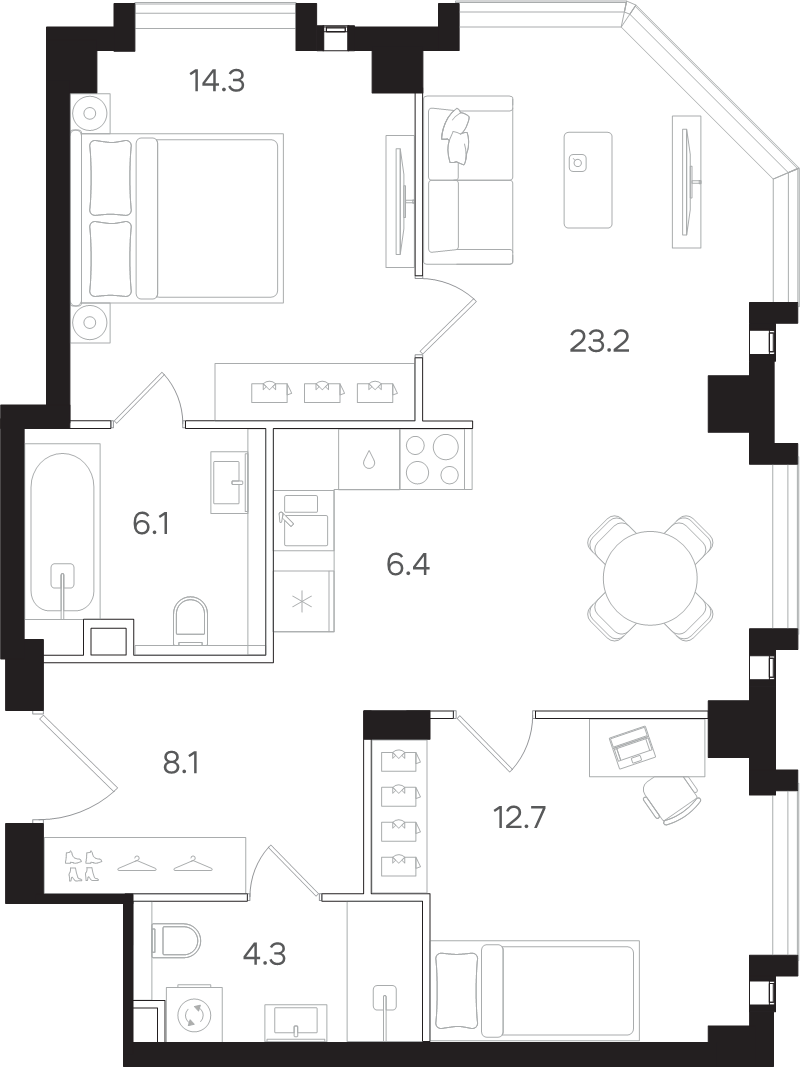 3 ккв (Евро) 75,1 м²