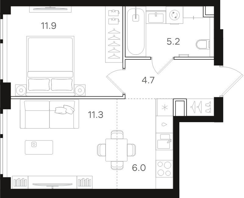 2 ккв (Евро) 39,1 м²
