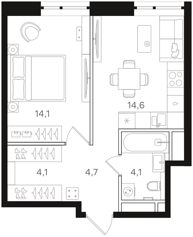 1 ккв 41,6 м²