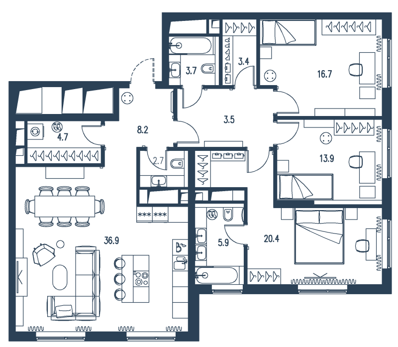 4 ккв (Евро) 124,1 м²