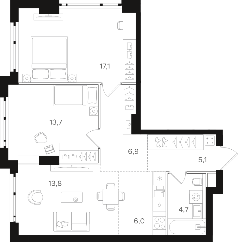 3 ккв (Евро) 67,3 м²