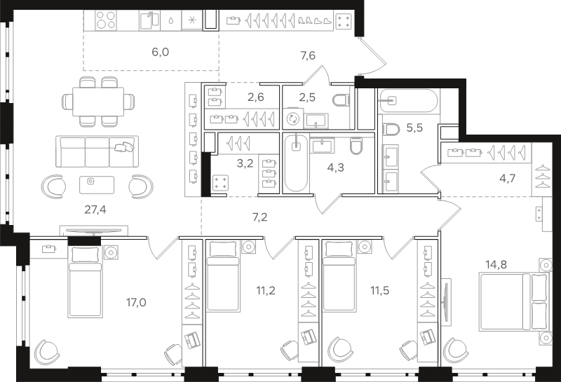 5 ккв (Евро) 125,5 м²