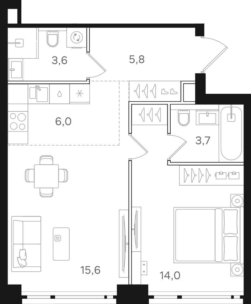 2 ккв (Евро) 48,7 м²