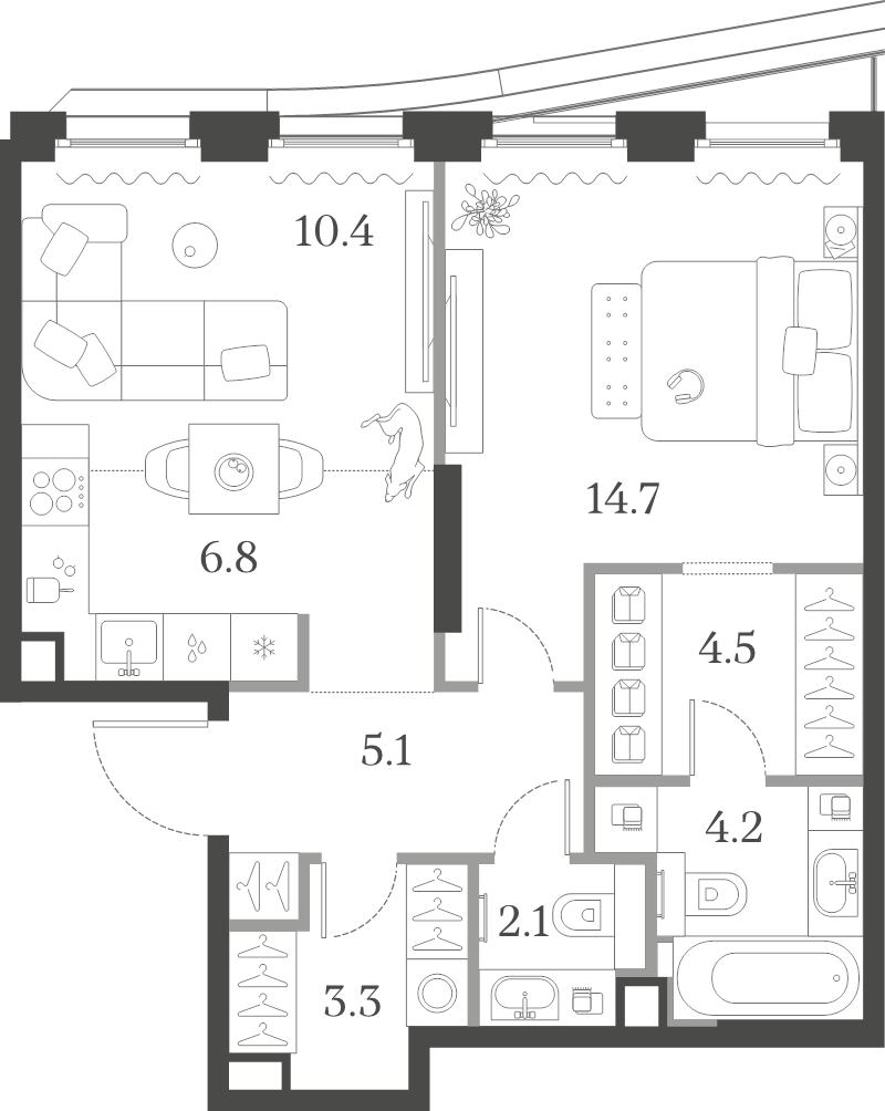 2 ккв (Евро) 51,1 м²