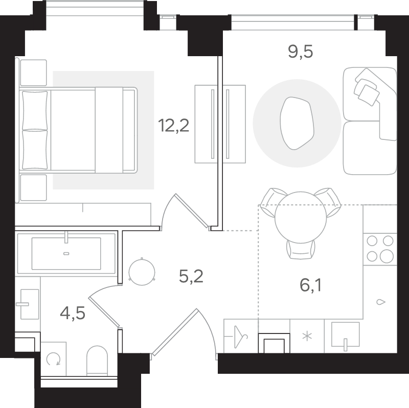 2 ккв (Евро) 37,5 м²