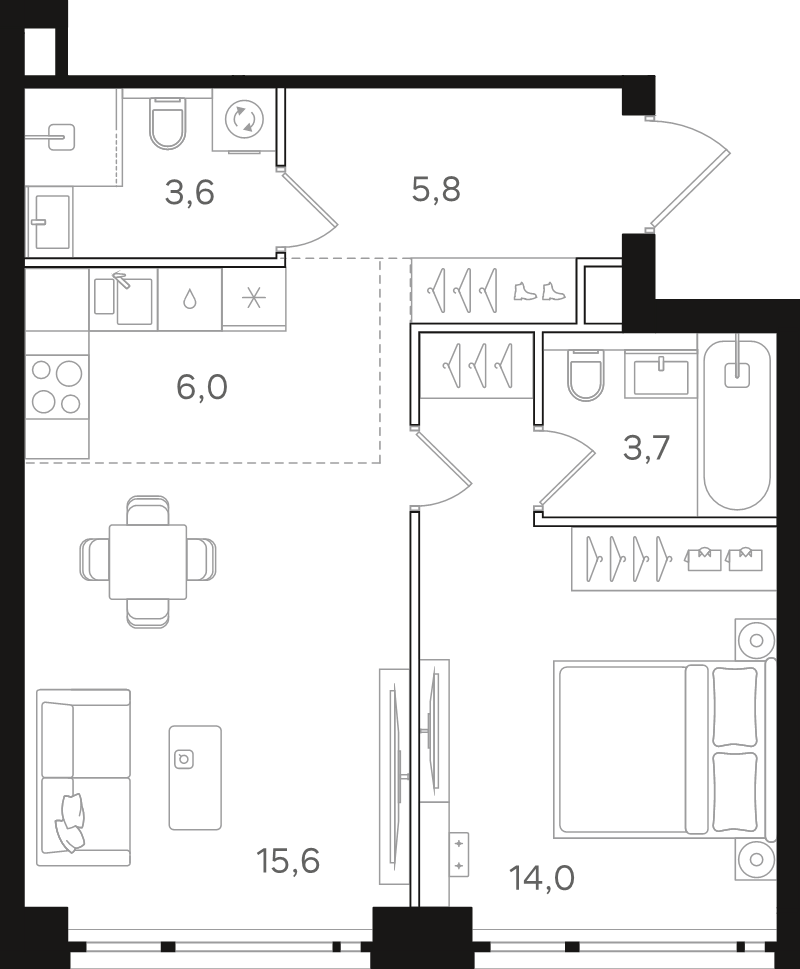 2 ккв (Евро) 48,7 м²