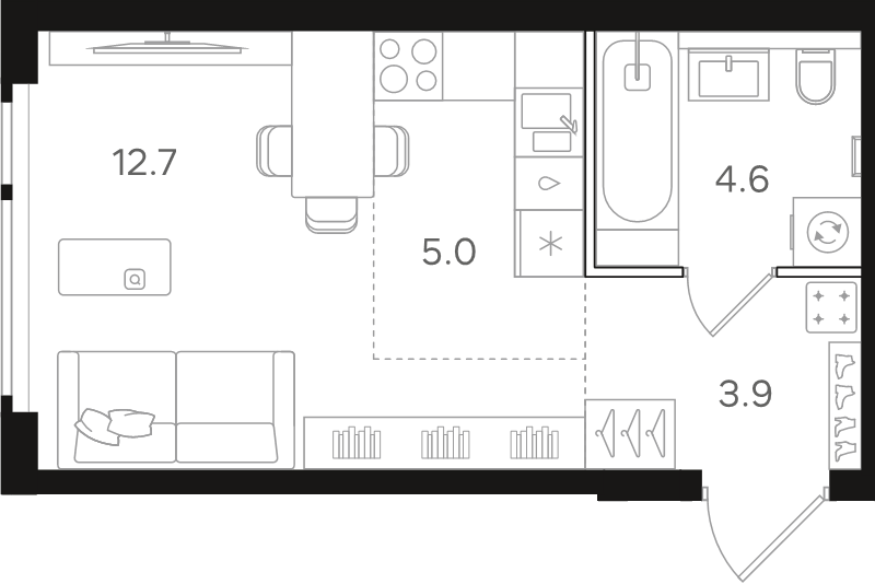Студия 26,2 м²