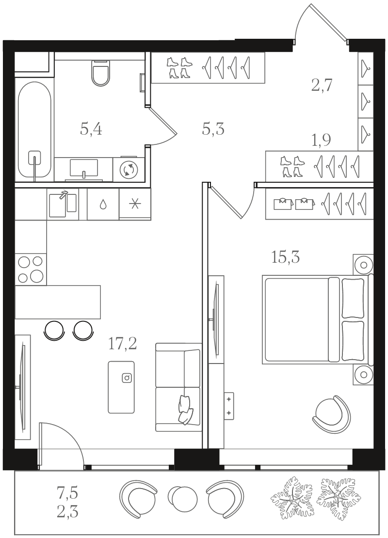 2 ккв (Евро) 50,1 м²