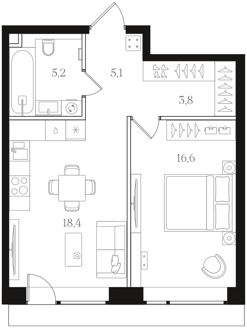 2 ккв (Евро) 49,1 м²