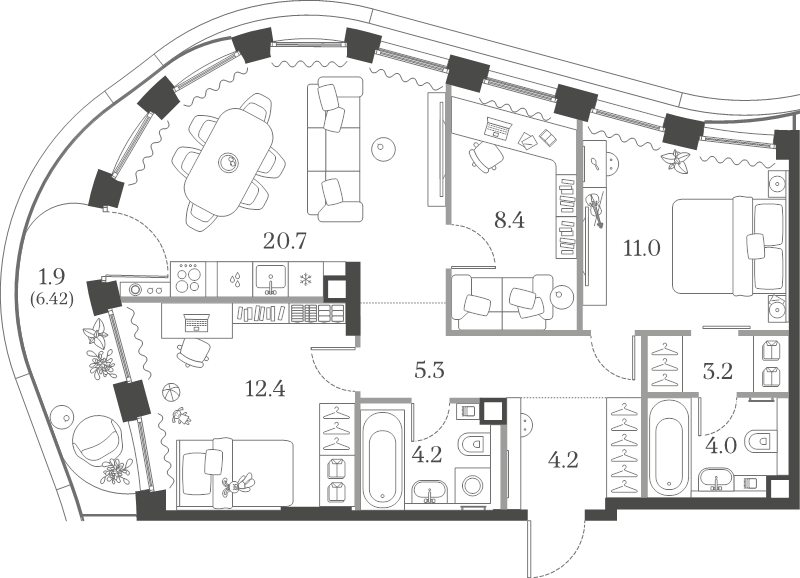 4 ккв (Евро) 75,3 м²