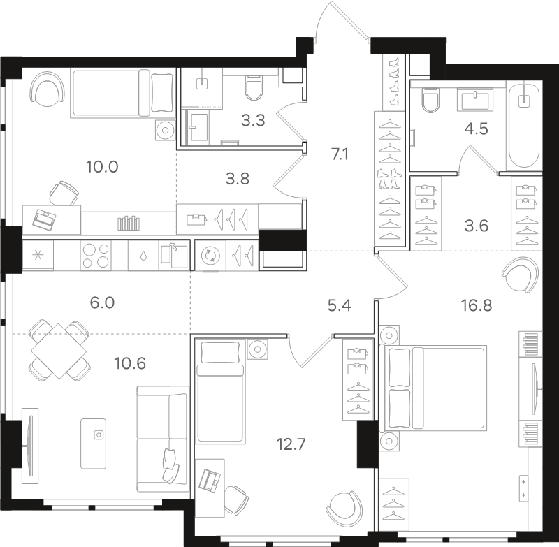 4 ккв (Евро) 83,8 м²