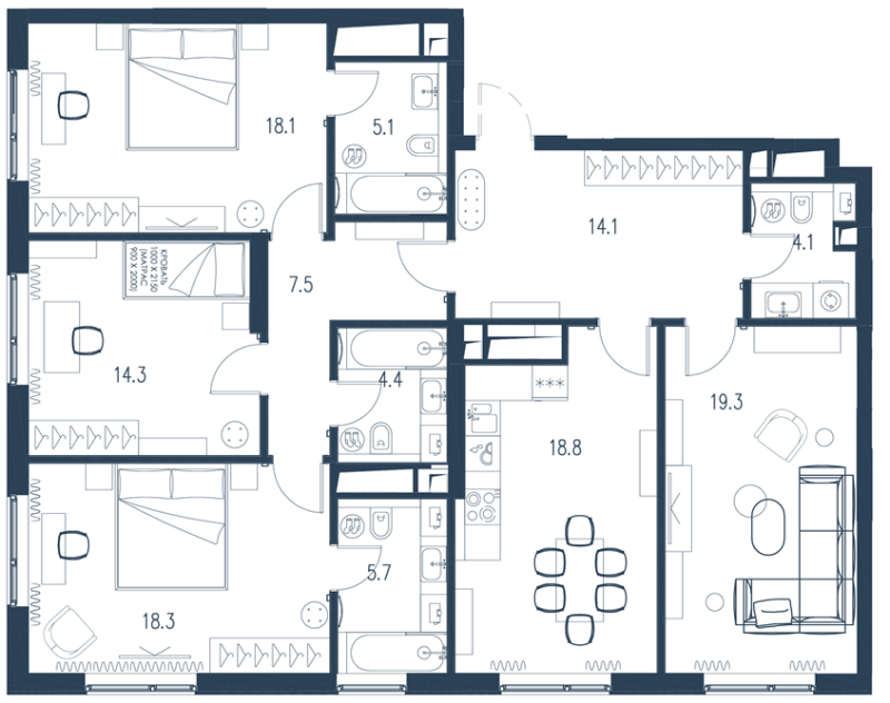 5 ккв (Евро) 129,2 м²