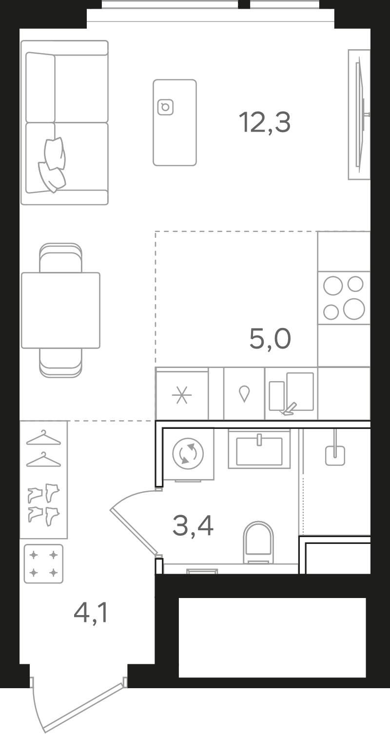 Студия 24,8 м²