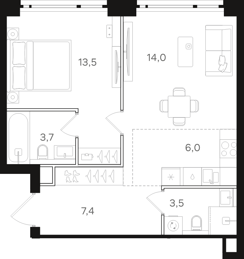 2 ккв (Евро) 48,1 м²