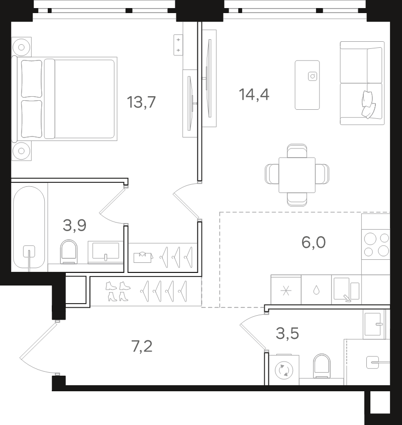 2 ккв (Евро) 48,7 м²